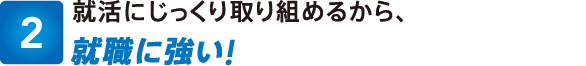 2:就活にじっくり取り組めるから、就職に強い!